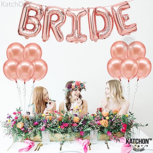 KatchOn, Bride Balloons Rose Gold Set - 16 Inch, Pack of 15 | Rose Gold Bride Balloon, Latex Balloons | Bride Balloons Bachelorette Party Decorations | Bride Decorations | Bridal Shower Decorations