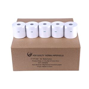ghxgcya-thermal paper roll 2 1/4" x 50' bpa free receipt roll 57mmx26m (50 rolls)