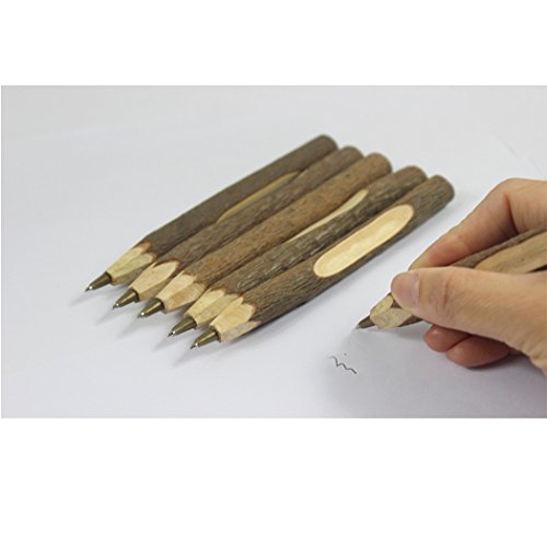 Sipliv Handmade Wooden Ballpoint Pen Creative Original Ecological Wood Pen Long Style (about 6.7 inches, 17 cm) - 6 pcs