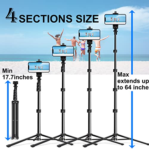 64 Inch Selfie Stick Tripod with Wireless Remote, Phone Tripod Stand Group Selfies/Live Streaming/Video Recording Compatible with All Cellphones…