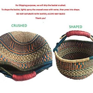 SHOPPING BASKET 14" - 16" HANDMADE GHANA BOLGA AFRICA - FAIR TRADE (COLORS VARY) 1 EA