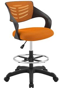 modway thrive drafting chair - tall office chair for adjustable standing desks in orange