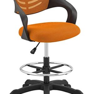 Modway Thrive Drafting Chair - Tall Office Chair for Adjustable Standing Desks in Orange