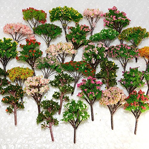 BAENRCY 25pcs Mixed Model Trees Model Train Scenery Architecture Trees Model Scenery with No Stands£¨0.79-2.36inch£© (Colorful)