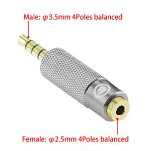 Geekria Apollo 3.5mm Balanced Male to 2.5mm Balanced Female Audio Adapter, 3.5mm (1/8inch) to 2.5mm, Male to Female Plug Adapter, Gold Plated Convert Connector Adapter