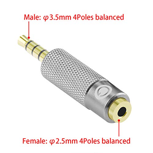 Geekria Apollo 3.5mm Balanced Male to 2.5mm Balanced Female Audio Adapter, 3.5mm (1/8inch) to 2.5mm, Male to Female Plug Adapter, Gold Plated Convert Connector Adapter