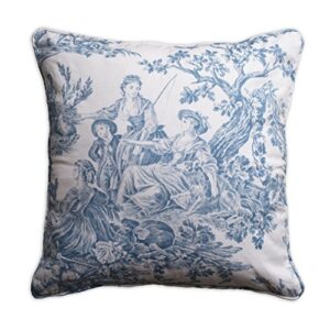 maison d' hermine decorative pillow covers 100% cotton toile washable cushion cover with invisible zipper for home decor, sofa, couch, bedroom, the miller - denim - spring/summer (20"x20")