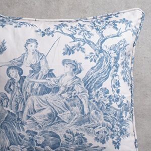 Maison d' Hermine Decorative Pillow Covers 100% Cotton Toile Washable Cushion Cover with Invisible Zipper for Home Decor, Sofa, Couch, Bedroom, The Miller - Denim - Spring/Summer (20"x20")