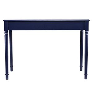 Navy Writing Desk - Open Desktop w/ 2 Drawers - Elegant Design w/ Royal Blue Finish