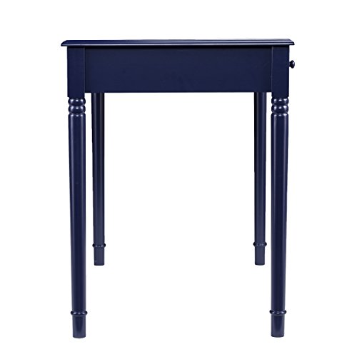 Navy Writing Desk - Open Desktop w/ 2 Drawers - Elegant Design w/ Royal Blue Finish