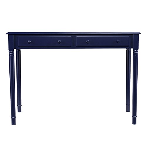 Navy Writing Desk - Open Desktop w/ 2 Drawers - Elegant Design w/ Royal Blue Finish