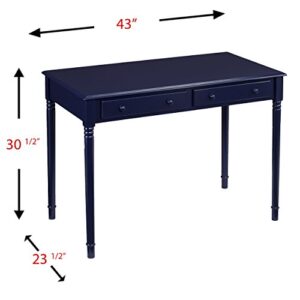 Navy Writing Desk - Open Desktop w/ 2 Drawers - Elegant Design w/ Royal Blue Finish