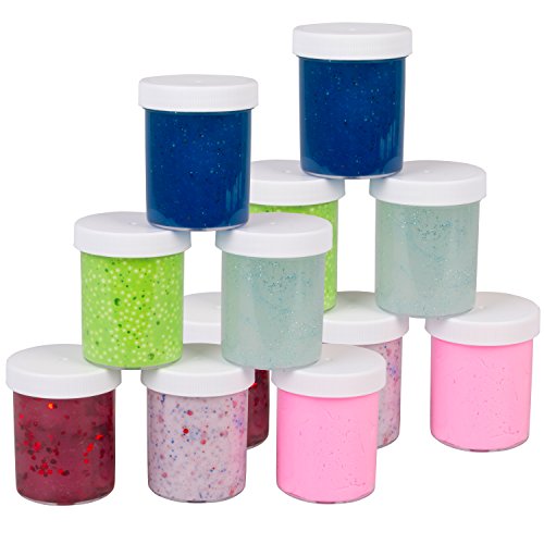 Maddie Rae's Storage Jars 4oz (12 pack) - Wide Mouth, Air Tight Container, and Refillable Organizer Jars with White Lids, Perfect for Makeup, DIY Crafts for Kids, Gifts, Charms, Beads, Sprinkles