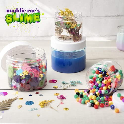 Maddie Rae's Storage Jars 4oz (12 pack) - Wide Mouth, Air Tight Container, and Refillable Organizer Jars with White Lids, Perfect for Makeup, DIY Crafts for Kids, Gifts, Charms, Beads, Sprinkles