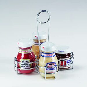 G.E.T. 4-221623 Metal Condiment Condiment Caddy with Number Holder, 4 Compartment, Chrome