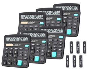 calculators, bestwya 12-digit dual power handheld desktop calculator with large lcd display big sensitive button (black, pack of 6)