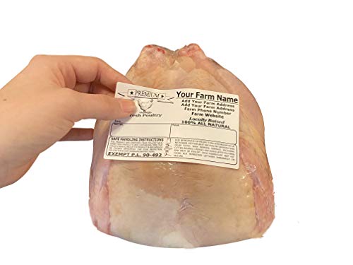 Custom Poultry Freezer Labels 4" x 2.5" with Safe Handling Instructions and Exemption – P.L. 90-492 (100)