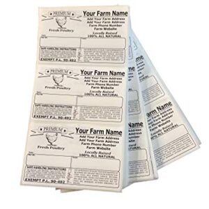 Custom Poultry Freezer Labels 4" x 2.5" with Safe Handling Instructions and Exemption – P.L. 90-492 (100)