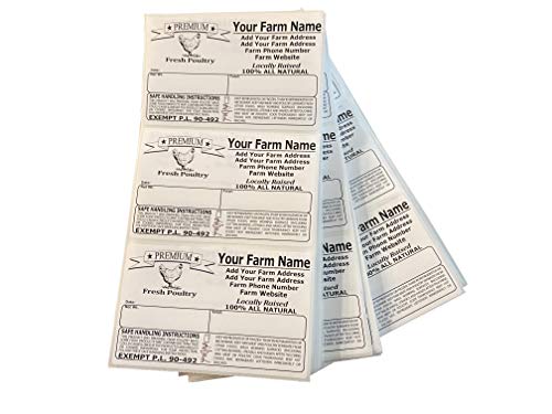 Custom Poultry Freezer Labels 4" x 2.5" with Safe Handling Instructions and Exemption – P.L. 90-492 (100)