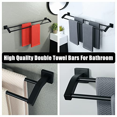 Alise Bath Double Towel Bars,Towel Hanger Towel Racks for Bathroom Lavatory,SUS304 Stainless Steel Towel Holder Towel Rail Wall Mount,GK9009-B Matte Black,25 Inch