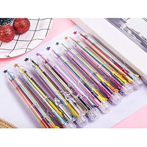 Hicarer 16 Pack Multicolor Pens 8-in-1 Retractable Ballpoint Pens 8 Colors Transparent Barrel Ballpoint Pen for Office School Supplies Students Children Gift