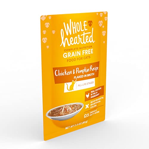 WholeHearted Grain Free Chicken & Pumpkin Recipe Flaked in Broth Wet Cat Food, 2.8 oz., Case of 12