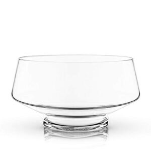 Viski Footed Glass Punch Bowl, Heavy Base Glass Serving Bowl With Angled Design Party Serveware for Cocktails & Functional Centerpiece, Clear