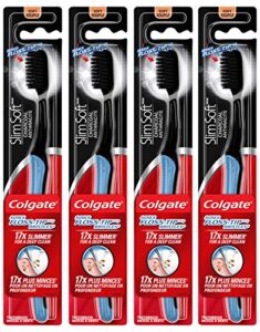 colgate slimsoft floss-tip charcoal toothbrush, soft (4 count)