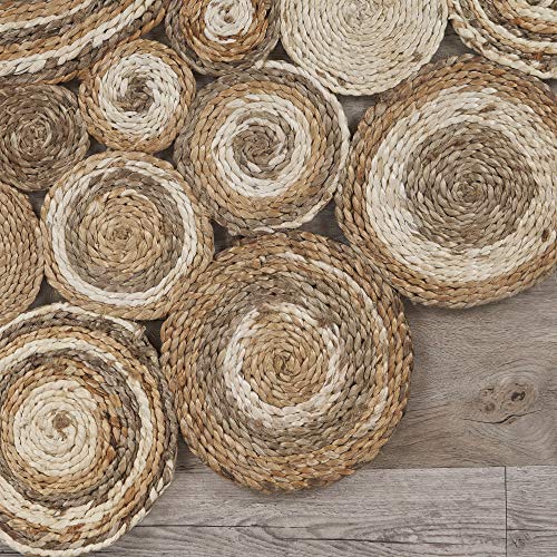 LR Home Natural Jute Area Rug, 4' Round, Bleach Gray