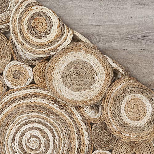 LR Home Natural Jute Area Rug, 4' Round, Bleach Gray