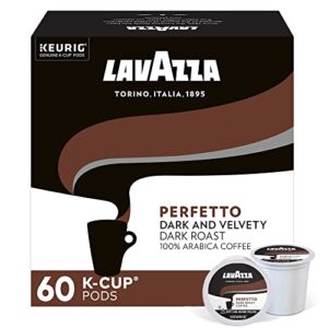 lavazza perfetto single-serve coffee k-cup pods for keurig brewer , dark and velvety roast, 10-count boxes (pack of 6)