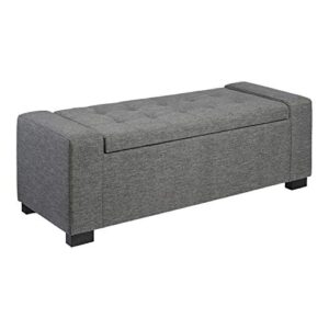 amazon basics rectangular storage ottoman bench with fabric upholstery, large - anchor grey