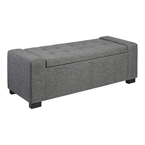 Amazon Basics Rectangular Storage Ottoman Bench with Fabric Upholstery, Large - Anchor Grey