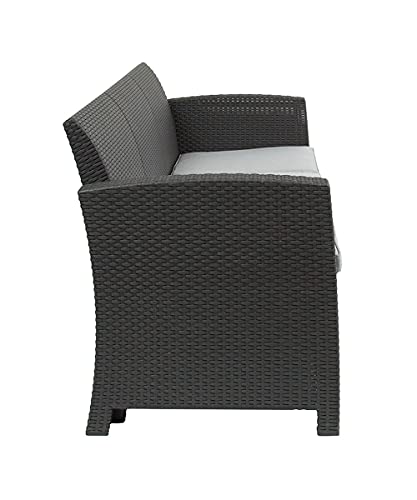 Flash Furniture Seneca Dark Gray Faux Rattan Sofa with All-Weather Seneca Light Gray Cushions