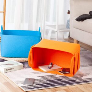 Storage Basket Felt Storage Bin Collapsible & Convenient Box Organizer with Carry Handles for Office Bedroom Closet Babies Nursery Toys DVD Laundry Organizing