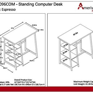 Ameriwood Home Coleton Standing Desk, Brown