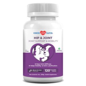 joint supplement for dogs - 120 chewable tablets - glucosamine for dogs - with chondroitin, msm & manganese - hip & joint supplement for dogs mobility support & dog joint pain relief