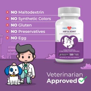 Joint Supplement for Dogs - 120 Chewable Tablets - Glucosamine for Dogs - with Chondroitin, MSM & Manganese - Hip & Joint Supplement for Dogs Mobility Support & Dog Joint Pain Relief