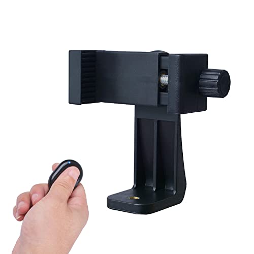 Phone Tripod Mount Adapter & Smartphone Remote Controller, Ruittos Smartphone Selfies Stick Holder Clip Compatible with iPhone Samsung and All Cell Phones, Rotates Vertical Horizontal Adjustable Clamp