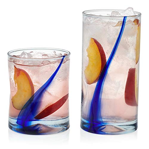 Libbey Blue Ribbon Impressions 16-Piece Tumbler and Rocks Glass Set