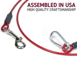 Leashboss 5 Foot Dog and Puppy Training Tie Out Cable (5 Foot Tether, Classic Red)