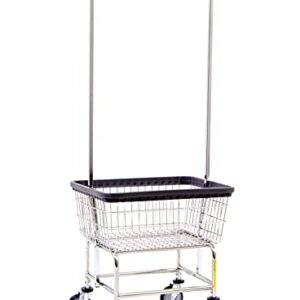 R&B Wire™ 100E58 Heavy Duty Wire Laundry Cart with Double Pole Rack, 2.5 Bushel, Chrome