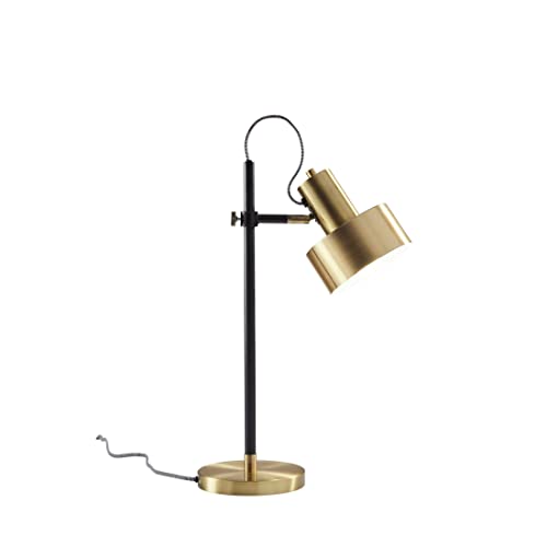 Adesso 3586-01 Clayton Desk Lamp, Matte Black & Antique Brass