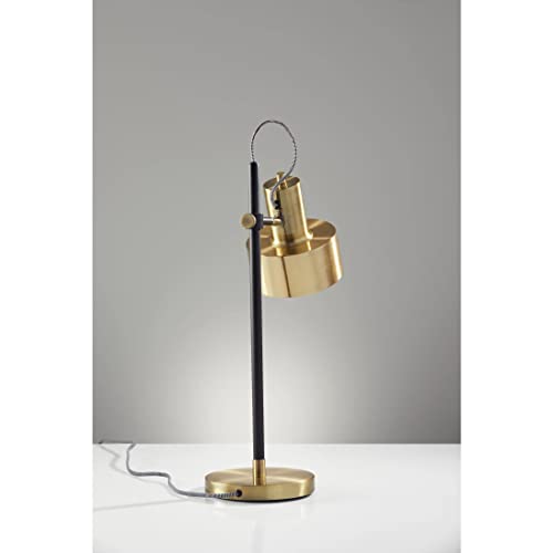 Adesso 3586-01 Clayton Desk Lamp, Matte Black & Antique Brass