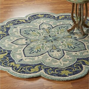 lr home dazzle area rug, 6' round, teal
