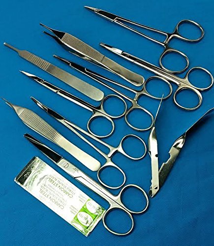 5 Blades No 20 Plus ADSON Forceps Webster Needle Holder HEMOSTAT Mosquito Forceps Scalpel Handle IRIS Scissors Operating Scissors CYNAMED