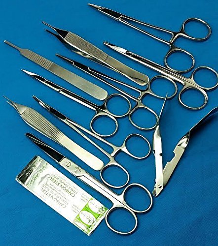 5 Blades No 20 Plus ADSON Forceps Webster Needle Holder HEMOSTAT Mosquito Forceps Scalpel Handle IRIS Scissors Operating Scissors CYNAMED