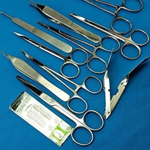 5 Blades No 20 Plus ADSON Forceps Webster Needle Holder HEMOSTAT Mosquito Forceps Scalpel Handle IRIS Scissors Operating Scissors CYNAMED