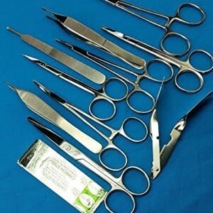 5 Blades No 20 Plus ADSON Forceps Webster Needle Holder HEMOSTAT Mosquito Forceps Scalpel Handle IRIS Scissors Operating Scissors CYNAMED