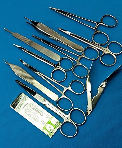 5 Blades No 20 Plus ADSON Forceps Webster Needle Holder HEMOSTAT Mosquito Forceps Scalpel Handle IRIS Scissors Operating Scissors CYNAMED